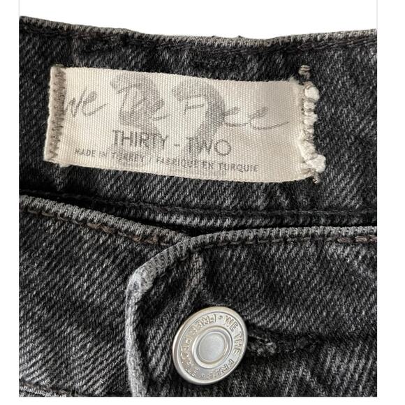 Free People We The Free Black Wash Wide Straight Leg Jeans Denim Pants Size 32 - Picture 4 of 10